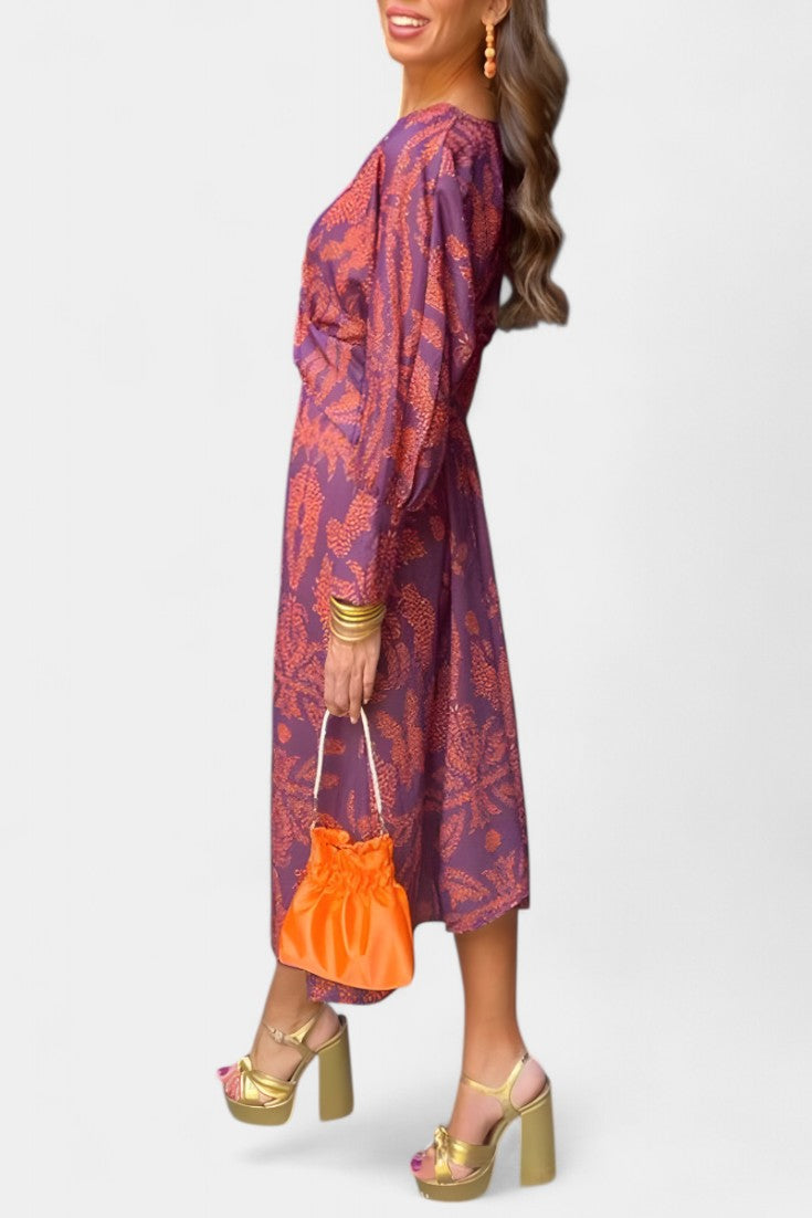 Ema Maxi Haljina s V Izrezom i Prednjim Čvorom