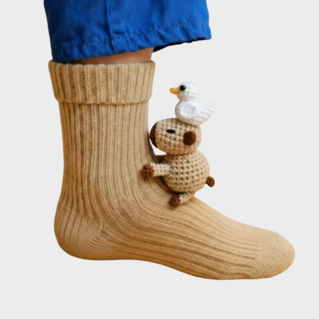 Daniela - Mekane pletene čarape sa životinjom