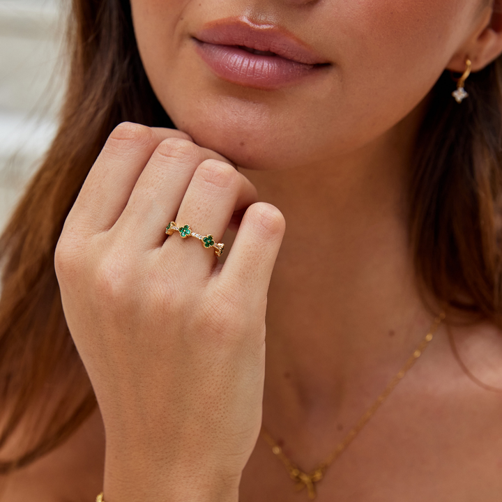 Glück - Kristalni Prsten u Obliku Detelinske Listića