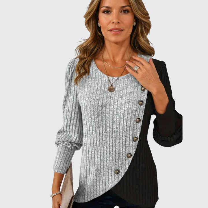 Katarina - Elegantna pletena majica dugih rukava sa dugmićima