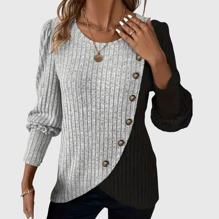 Katarina - Elegantna pletena majica dugih rukava sa dugmićima