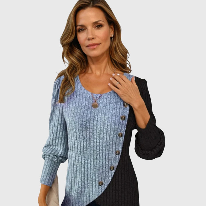 Katarina - Elegantna pletena majica dugih rukava sa dugmićima