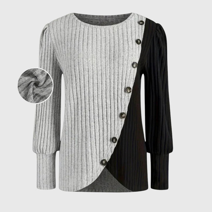 Katarina - Elegantna pletena majica dugih rukava sa dugmićima