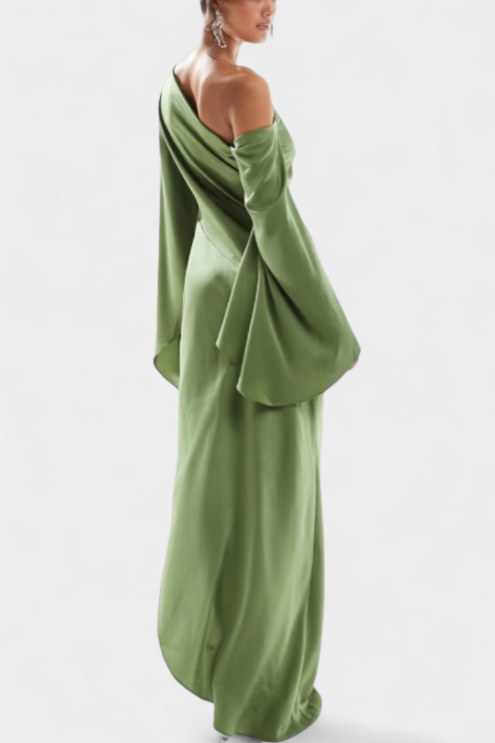 Franka Asimetrična Maxi Haljina s Jednim Rame i Oblikovanom Strukom