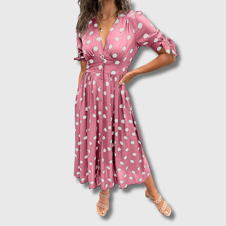 Monique – Ženska vintage haljina s točkicama