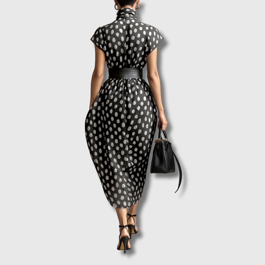 Andrea – Šifonska Maxi Haljina s Točkicama