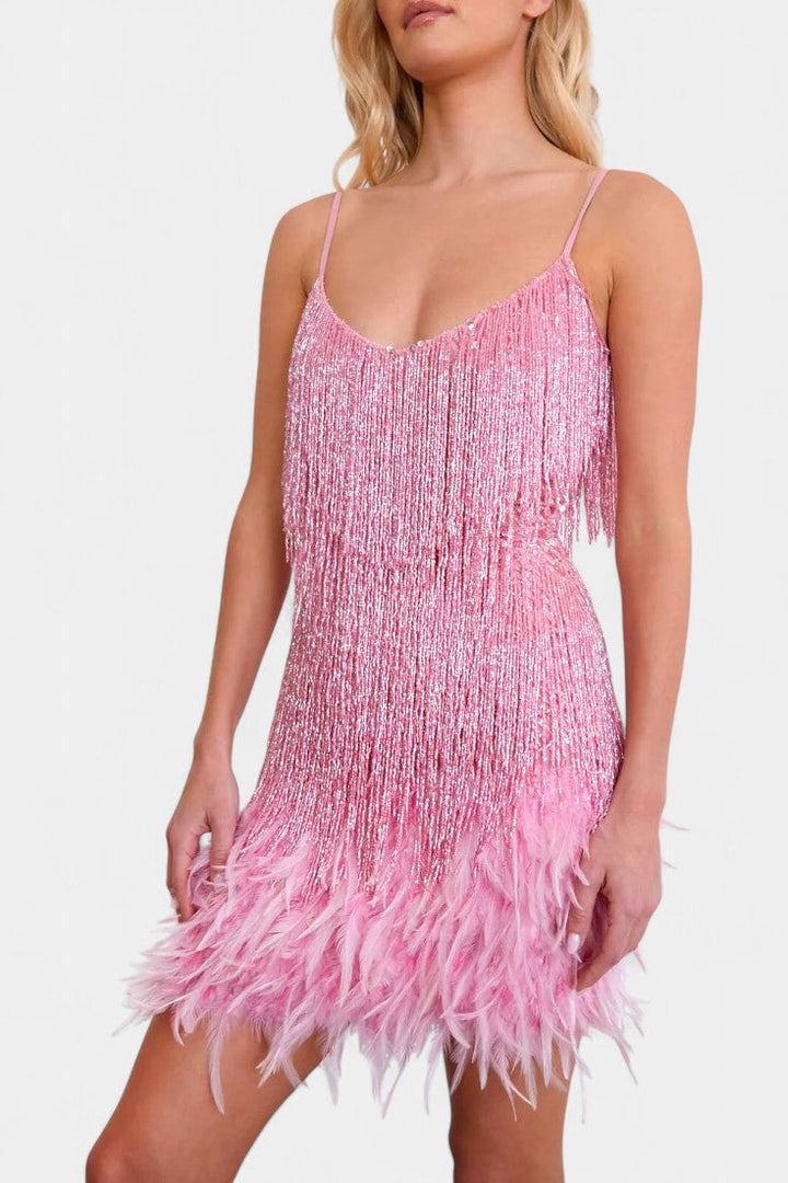 Mirjana Mini Haljina s Perjem