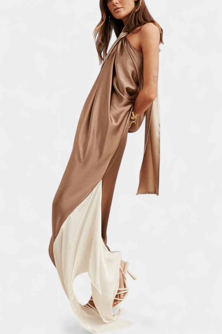 Petra Maxi Haljina s Nepravilnim Rezom i Otkritim Leđima