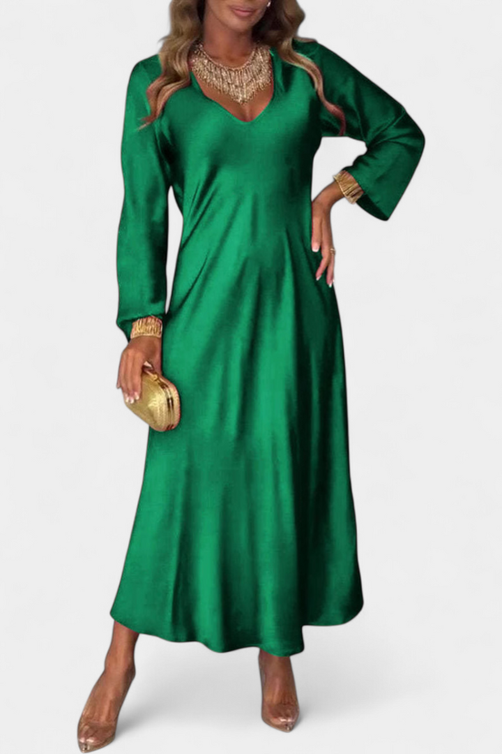 Martina Haljina Fluida s V Izrezom i Dugim Rukavima
