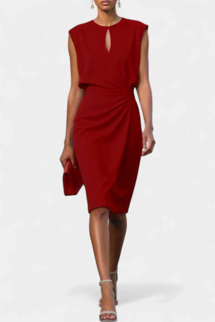 Maša Midi Haljina s Dugim Rukavima i Okruglim Izrezom