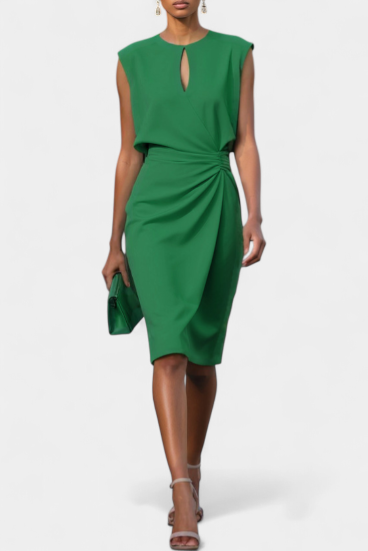 Maša Midi Haljina s Dugim Rukavima i Okruglim Izrezom